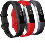 Bandas compatíveis com Fitbit Alta e Fitbit Alta HR, pacote com 3 pulseiras de silicone macio para Fitbit Alta HR Bandas com fivela de metal segura para homens e mulheres, grandes