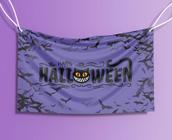 Bandeira Decorativa Gato Happy Halloween 80cmx140cm Tecido Oxford 100% Poliéster - PRESENTE-BRINDE