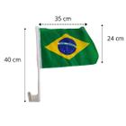 Bandeira Do Brasil Com Haste Branca Para O Vidro Do Carro 35 x 24 cm
