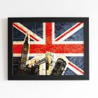 Bandeira Grã-Bretanha Londres Quadro Moldura Preta 60x40cm