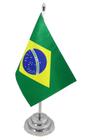 Bandeira Mesa Dupla Face Brasil Mastro 29 Cm Alt Cetim