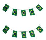 Bandeiras do Brasil em Tecido 13cm c 21cm Cordão/ Varal de 6m com 20 Unidades