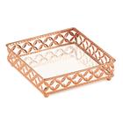 Bandeja Cobre Floral 5X17X17Cm Com Espelho Quadrada P