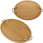 Bandeja De Bambu Oval Com Alca De Corda 33X23,9Cm