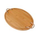 Bandeja De Bambu Oval Com Alça De Corda Servir 33CM