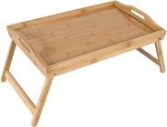 Bandeja de Cama com Pés Retráteis Bambu Multiuso 50x30x21cm