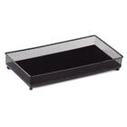 Bandeja de Metal Preta Com Vidro Preto Retangular 28x18x4cm Mart