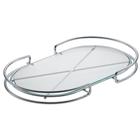 Bandeja Decorativa Organizadora Oval Vidro Forma Aparador Mesa Bancada Bebidas Garrafas Bar Escritório