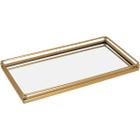 BANDEJA DECORATIVA PARA SERVIR LAVABO ESPELHADO METAL 2x14x27cm DOURADO - NH