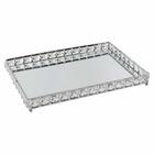 Bandeja Decorativa Retangular Prata Cristal com Espelho 35cm KV0244 BTC