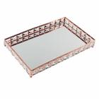 Bandeja Decorativa Retangular Rose Gold Cobre Cristal com Espelho 30cm KV0249 BTC