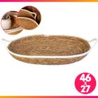 Bandeja Decorativa Seagrass Palha Natural Frutas Pães C/ Alças 46 x 27 x 5 Cm