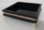 Bandeja Em Mdf Laca Com Strass E Pés Metal 16x16