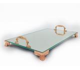 Bandeja Espelhada Veneza Com Alça Rose 22x14
