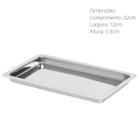 Bandeja Lisa Retangular em Aço Inox 22x12x1,5cm