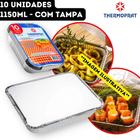 Bandeja Marmita Marmitex Alumínio Retangular Descartável com Tampa Thermoprat - 1150ml - 10 unidades