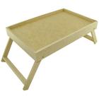 Bandeja Mesa de Cama com Pezinhos de Mdf Madeira Crua - Tamanho: 40 X 26 X 17cm