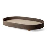 Bandeja Oval em Madeira e Metal Cinza 50x32x8cm - Mart