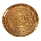 Bandeja Redonda com Alça 45 cm Rattan Natural Hudson Home