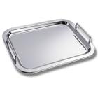 Bandeja Retangular De Aço Inox Com Alça 33x23,5cm Para Servir Uny Home