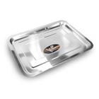 Bandeja Retangular Inox 45 x 35 Cm  porção comida servir salada Ke Home 3104-4535KH