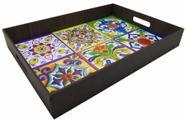 Bandeja Super Luxo Retangular Decorativa Azulejo 35x25x4