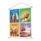 Baner 4 Fotos Sorvete Sundae Casquinha e Milk Shake Verão - 90x70cm