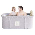Banheira Ofurô Dobrável Portátil Retangular PVC Com Encosto Inflável Cinza VG+