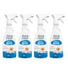 Banho A Seco Spray Para Cães E Gatos Pet Clean 500ml Kit 04un