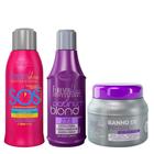 Banho de pérola 250g + SOS reconstrutor 300ml + Shampoo Platinum Blond 300ml