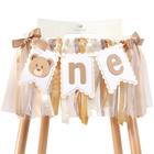 Banner de aniversário MADENG Bear 1st Woodland High Chair Menino/Menina