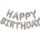 Banner de balões de aniversário KALOR Silver Happy 40cm Mylar Foil