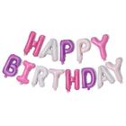 Banner de balões KALOR Purple Pink Feliz Aniversário 40cm Foil