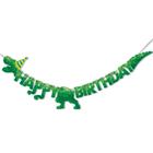 Banner de feliz aniversário de dinossauro em aquarela Decorações de festa de aniversário de dinossauro para meninos e crianças, suprimentos para festas temáticas de dinossauros, decoração de parede suspensa em T-Rex, pré-amarrada