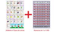 Banner Pedagógico Kit 2 und - Alfabeto 4 Tipos de Letras + Números de 0 a 1.000 - 50x80cm