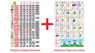 Banner Pedagógico Kit 2 und - Silabário Sílabas Simples + Alfabeto 4 tipos de letras - 50x80cm