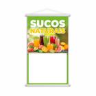 Banner Sucos Naturais Frutas Colorido Fundo Branco 60x40cm