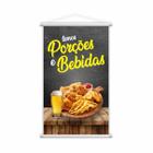 Banner Temos Porções E Bebidas Lanches Restaurante 80X50Cm