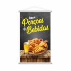 Banner Temos Porções e Bebidas Lanches Restaurante 80x50cm - PlimShop