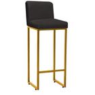 Banqueta Alta Com Encosto Lucca -60cm chão até o assento Industrial Ferro Dourado Sintético Cinza- Ahz Móveis - AHAZZO MÓVEIS