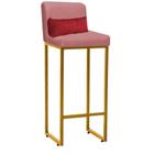 Banqueta Alta com Encosto Lucca Industrial Cozinha Balcão Ferro Dourado Suede Rose Gold e Almofada Vermelho - Ahazzo Móveis