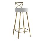 Banqueta Alta Com Encosto Tânia Eiffel Cozinha Bar Bistrô Ferro Dourado material sintético Branco- Ahz Móveis - AHAZZO MÓVEIS