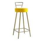 Banqueta Alta Com Encosto Tina Eiffel Cozinha Bar Bistrô Ferro Dourado material sintético Amarelo- Ahz Móveis