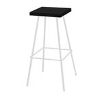 Banqueta Alta Eliza 75cm Industrial Para Cozinha Ferro Branco 100% MDF Preto- Ahz Móveis