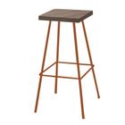 Banqueta Alta Eliza 75cm Industrial Para Cozinha Ferro Bronze 100% MDF Castanho- Ahz Móveis