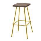 Banqueta Alta Eliza 75cm Industrial Para Cozinha Ferro Dourado 100% MDF Imbuia- Ahz Móveis