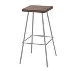 Banqueta Alta Eliza 75cm Industrial Para Cozinha Ferro Prata 100% MDF Imbuia- Ahz Móveis