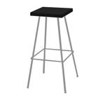 Banqueta Alta Eliza 75cm Industrial Para Cozinha Ferro Prata 100% MDF Preto- Ahz Móveis