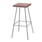 Banqueta Alta Eliza 75cm Industrial Para Cozinha Ferro Prata 100% MDF Rose - Ahazzo Móveis