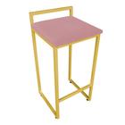 Banqueta Alta Industrial Pietra Suede Rose Base Dourado D'Rossi